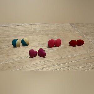 Colorful Heart and Round Stud Earrings